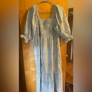 Madewell Square Neck Smocked Midi Dress
